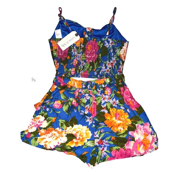 Lottie & Holly BOG Collective NWT Peep Stomach Floral Romper Sz Small Womens Blu - Picture 6 of 14